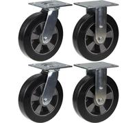 200mm 8" castor black rubber swivel & fixed strong 1800kg capacity, set of 4
