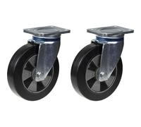 200mm 8" castor black rubber swivel strong 900kg capacity, set of 2