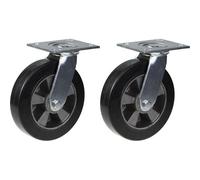 200mm 8" castor black rubber swivel strong 900kg capacity, set of 2