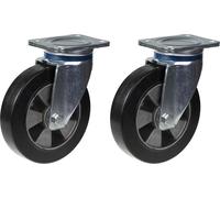 200mm 8" castor black rubber swivel strong 900kg capacity, set of 2