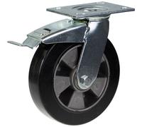 200mm 8" castor black rubber swivel with brake strong 1800kg capacity, set of 4
