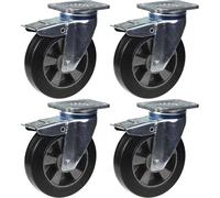 200mm 8" castor black rubber swivel with brake strong 1800kg capacity, set of 4