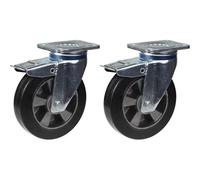 200mm 8" castor black rubber swivel with brake strong 900kg capacity, set of 2