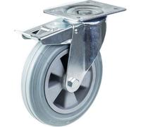 200mm 8" castor grey rubber swivel with brake strong 410kg capacity, set of 2
