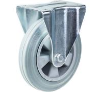 200mm 8" castor grey rubber tyre fixed strong 205kg capacity
