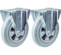 200mm 8" castor grey rubber tyre fixed strong 410kg capacity, set of 2