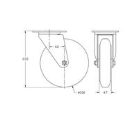 200mm 8" castor grey rubber tyre swivel strong 205kg capacity
