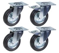 200mm 8" castor rubber tyre, swivel & brake, strong 800kg capacity, set of 4