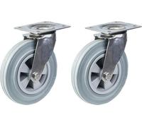 200mm 8" stainless steel castor grey rubber, swivel, 410kg, set of 2