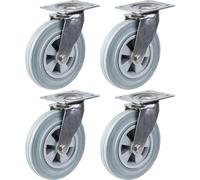200mm 8" stainless steel castor grey rubber, swivel, 820kg, set of 4