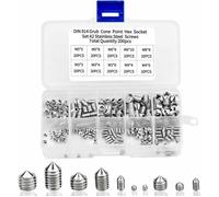 200pcs Vis Pointeau Vis Sans Tête Hexagonale , M3 M4 M5 M6 M8 Tête Conique Acier Inoxydable 304, Vis de pression，Kits de Vis