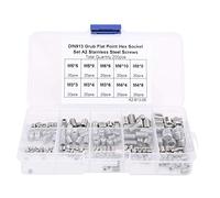 200pcs Vis Sans Tête Hexagonale M3/M4/M5/M6/M8 Ensemble Vis Sans Tête Hexagonale à Six Pans Creux, Kit de Fixations Vis Pointeau en Acier Inoxydable avec Boîte de Rangement