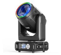 200W Lyre LED Projecteur à tête mobile Zoom, 8 gobos 18 prismes éclairage de scène, DMX-512 stroboscope activé par le son, éclairage disco DJ pour fête, mariage, Halloween, Noël