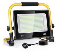 200W Projecteur de Chantier LED 20000 Lumens Éclairage de Chantier Blanche 6500K Étanche IP67 avec Prise et Cordon de 2M pour Chantier d'atelier