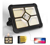 200W Projecteur LED Rechargeable 20000LM, Lumière de Travail Lanterne Portable avec Panneau Solaire, 20600mAh USB Lampe Rechargeable, pour Camping, Chantier, Garage, Atelier, Urgence Panne