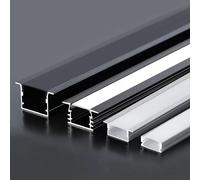 2010 2310 noir LED profil en aluminium U forme canal noir laiteux diffuseur ligne murale éclairage armoire cuisine linéaire bande lumineuse 100cm x 3pcs