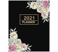 2021 Planner: One Page Per Day Flower With Black Cover Dated Time Schedule 2021 Mini Calendar Record 1 Year Planner Top 3 Goals, To-Do-List And Notes Organizer For Daily Diary One Day Per Page 365 Day