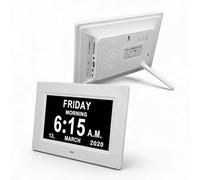 2023 Dernière Version 7 Pouces Calendrier Numérique Jour Date Horloge, Très Grand écran Gradation Automatique Horloges électroniques de Jour, Rappels Personnalisés pour Les (Prise UE)