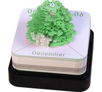 2024 Calendrier de bureau avec lumières LED, calendrier de chronométrage, calendrier créatif 3D, DIY, sculpture sur papier, artisanat, décoration de bureau, sculpture de maison, cadeau (arbre vert)