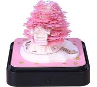 2024 Calendrier de bureau avec lumières LED, calendrier de chronométrage, calendrier créatif 3D, DIY, sculpture sur papier, artisanat, décoration de bureau, sculpture de maison, cadeau (arbre rose)