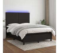 2024 Lits classiques modernes Lit boxspring avec matelas & LED Noir 140x190 cm Tissu 482095