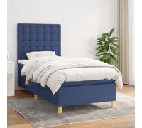 2025 Cadre de lit moderne avec sommier à lattes - Lit boxspring avec matelas bleu 90x200 cm Tissu - Lits classiques,Design 5001257 4parcel