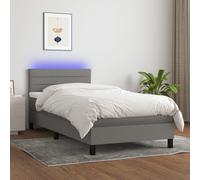 2025 Cadre de lit moderne avec sommier à lattes - Lit boxspring avec matelas & LED Gris foncé 90x200 cm Tissu - Lits classiques,Design 1130766 5parcel