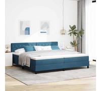 2025 cloris Cadre de lit incl. sommier à lattes - Lit boxspring avec tête de lit bleu foncé 200 x 200 cm velours - Lits classiques Sale9030671 6parcel