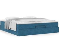 2025 cloris Cadre de lit incl. sommier à lattes - Lit ottoman avec matelas bleu foncé 180x200 cm velours - Lits classiques Sale7798379 4parcel