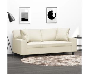 2025 cloris Canapé 2 places avec coussins décoratifs Crème 140 cm Similicuir - Canapés classiques Sale6143287 2parcel