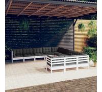 2025 cloris Ensemble de meubles de jardin Balcon Ensemble de 11 pièces salon de jardin avec coussins blanc pin - Ensemble de meubles de jardin Sale7983518 6parcel