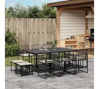 2025 cloris Ensemble de meubles de jardin Balcon Ensemble de 11 pièces Salon de jardin avec coussins Noir Poly rotin - Ensemble de meubles de jardin Sale7303523 4parcel