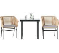2025 cloris Ensemble de meubles de jardin Balcon Ensemble de 3 pièces de jardin avec coussins Marron Poly rotin Verre - Ensemble de meubles de jardin Sale2085867 2parcel