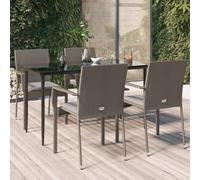 2025 cloris Ensemble de meubles de jardin Balcon Ensemble de 5 pièces de jardin avec coussins Noir et Gris Poly Rotin - Ensemble de meubles de jardin Sale3285754 2parcel