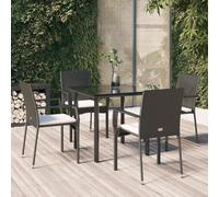 2025 cloris Ensemble de meubles de jardin Balcon Ensemble de 5 pièces de jardin avec coussins Noir Poly Rattan - Ensemble de meubles de jardin Sale7116142 2parcel