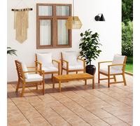 2025 cloris Ensemble de meubles de jardin Balcon Ensemble de 5 pièces de salon de jardin avec coussins en bois massif d'acacia - Ensemble de meubles de jardin Sale5669870 3parcel