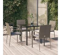2025 cloris Ensemble de meubles de jardin Balcon Ensemble de 5 pièces Salon de jardin avec coussins Noir et gris Poly rotin - Ensemble de meubles de jardin Sale7807903 2parcel