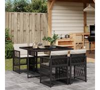 2025 cloris Ensemble de meubles de jardin Balcon Ensemble de 5 pièces Salon de jardin avec coussins Noir Poly rotin - Ensemble de meubles de jardin Sale7154084 2parcel