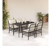 2025 cloris Ensemble de meubles de jardin Balcon Ensemble de 5 pièces Salon de jardin avec coussins Noir Poly rotin - Ensemble de meubles de jardin Sale7004939 3parcel
