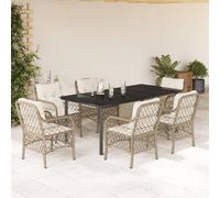 2025 cloris Ensemble de meubles de jardin Balcon Ensemble de 7 pièces de jardin avec coussins Beige Poly rotin - Ensemble de meubles de jardin Sale4895768 5parcel