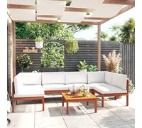2025 cloris Ensemble de meubles de jardin Balcon Ensemble de 7 pièces de salon de jardin avec coussins Bois crème Acacia & corde - Ensemble de meubles de jardin Sale1829234 4parcel