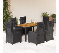 2025 cloris Ensemble de meubles de jardin Balcon Ensemble de 7 pièces Salon de jardin avec coussins Noir Poly rotin - Meubles de jardin Sale5328704 4parcel