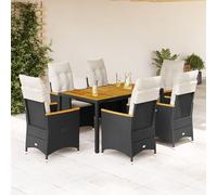 2025 cloris Ensemble de meubles de jardin Balcon Ensemble de 7 pièces Salon de jardin avec coussins Noir Poly rotin - Ensemble de meubles de jardin Sale8592068 4parcel