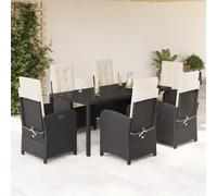 2025 cloris Ensemble de meubles de jardin Balcon Ensemble de 7 pièces Salon de jardin avec coussins Noir Poly rotin - Meubles de jardin Sale6131001 4parcel