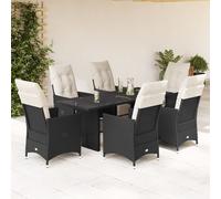 2025 cloris Ensemble de meubles de jardin Balcon Ensemble de 7 pièces Salon de jardin avec coussins Noir Poly rotin - Ensemble de meubles de jardin Sale8502460 4parcel