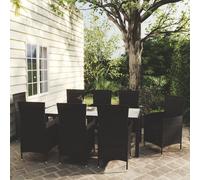 2025 cloris Ensemble de meubles de jardin Balcon Ensemble de 9 pièces de jardin avec coussins Poly rotin noir - Ensemble de meubles de jardin Sale6944760 4parcel