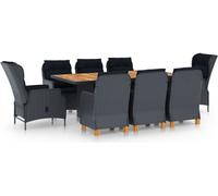 2025 cloris Ensemble de meubles de jardin Balcon Ensemble de 9 pièces de jardin avec coussins Poly rotin gris foncé - Ensemble de meubles de jardin Sale4690513 7parcel
