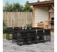 2025 cloris Ensemble de meubles de jardin Balcon Ensemble de 9 pièces Salon de jardin avec coussins Noir Poly rotin - Ensemble de meubles de jardin Sale3534770 4parcel