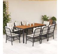 2025 cloris Ensemble de meubles de jardin Balcon Ensemble de 9 pièces Salon de jardin avec coussins Noir Poly Rattan - Ensemble de meubles de jardin Sale2517225 5parcel