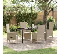2025 cloris Ensemble de meubles de jardin Balcon Ensemble de meubles de jardin Salle à manger avec coussins 5 pcs Beige Poly-Rotin - Ensemble de meubles de jardin Sale2672060 3parcel